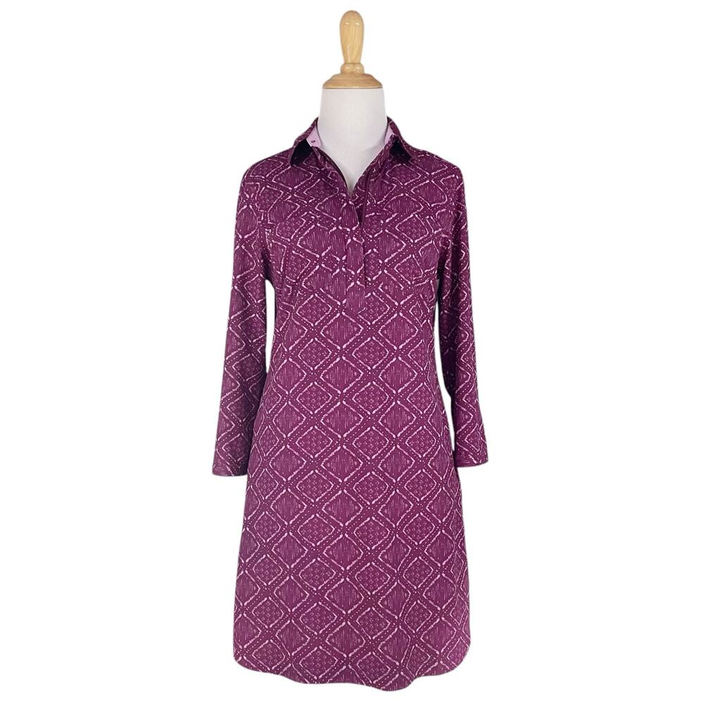 TITLE NINE Adventurista Nimblene 3/4 Sleeve Collared Zip Shirt Dress Size XS